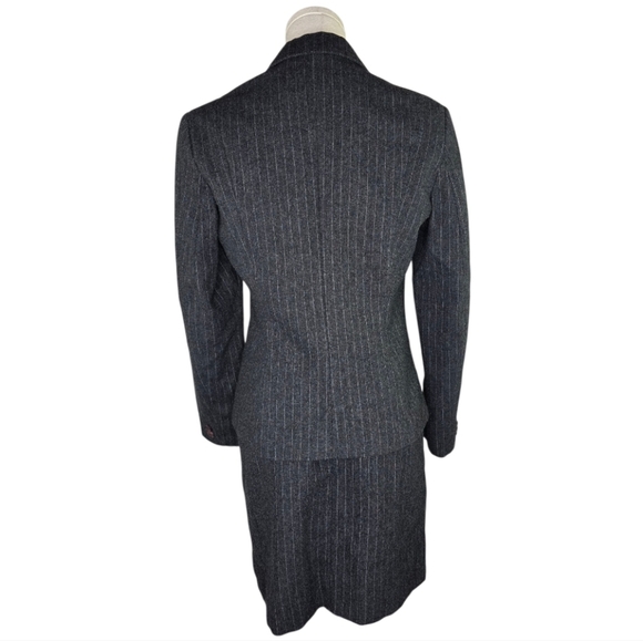 Vintage 90s Nanci Jennifer Canada Pinstripe Wool Skirt Suit 7/8 Quiet Luxury - Picture 4 of 9
